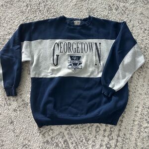 LF Distressed Georgetown Navy and Gray Crewneck